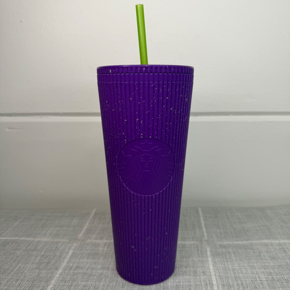 Starbucks Pleated Purple Glow In The Dark Halloween 24oz VENTI Tumbler Rib 2024